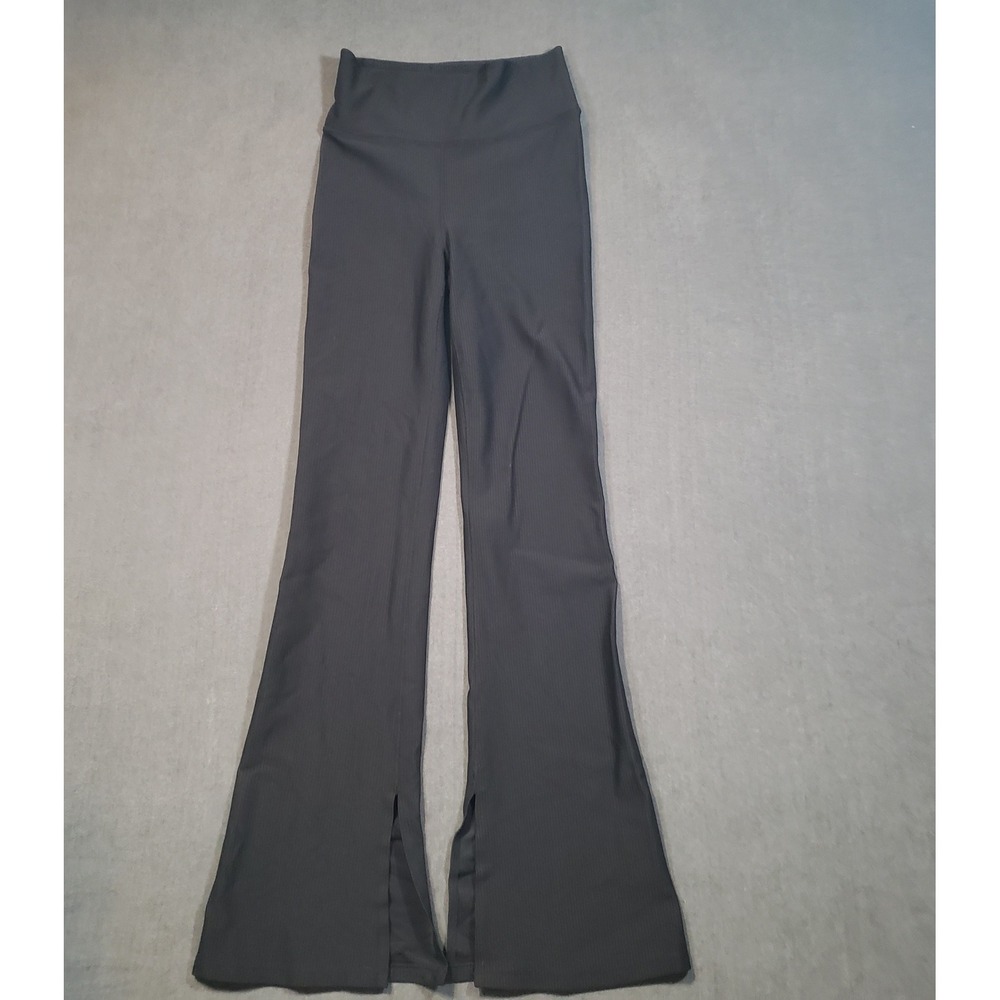 CALIA‎ Ribbed Flare Pants Womens Small Black Split Hem WAX32283 High Rise